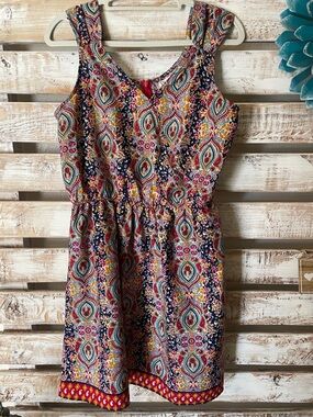 Size Medium Pinky Brand Sleeveless Navy Multi-Print Paisley Summer Dress